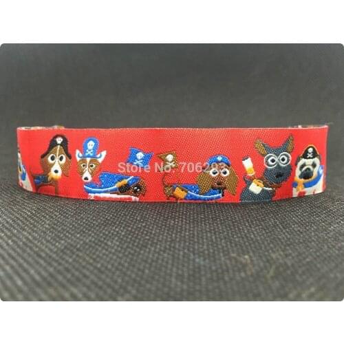HOT!!! 2015 NEW wholesale 7/8'' 22mm Wide Red smart puppy Woven Jacquard Ribbon dog chain accessories 10yards/lot