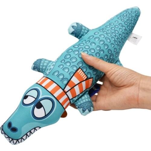 A Pet Dog Toy Canvas Plush Animal crocodile Toy Dog Chew Squeaky Noise Cleaning Teeth Toy Chew Training Supplies