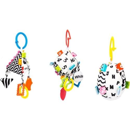 Jingle Toy for Stroller Bed Bell Hang the Babys Bedside to Soothe Wind Chimes Clinking Rings & Silicone Teether A2UB