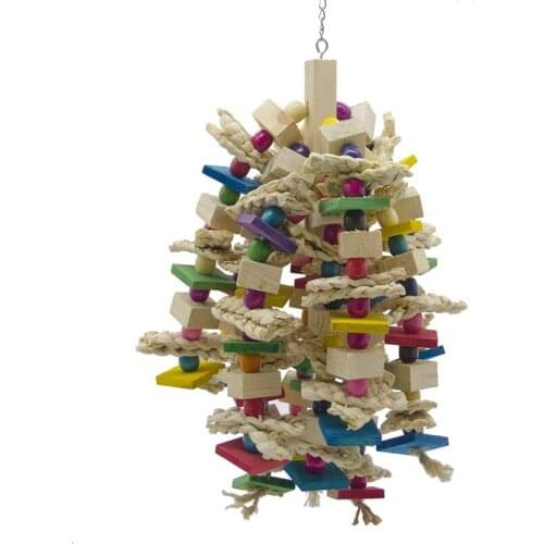 New Large Parrot Chewing Toy - Bird Parrot Blocks Knots Tearing Toy Bird Cage Bite Toy For African Grey Macaws Cockatoos
