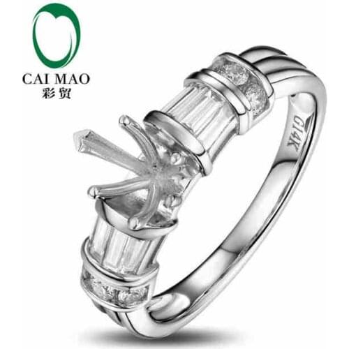 CaiMao Pear cut Semi Mount Ring Settings & 0.49ct Diamond 14k White Gold Gemstone Engagement Ring Fine Jewelry