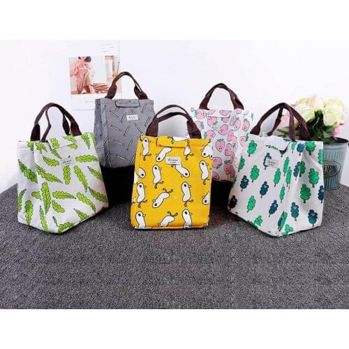 Lunch Box Storage Bag Canvas Insulated Bolsa Aluminum Foil Waterproof Pocket Japanese Bento Bag Birthday Cake Fruit Freezer Sack