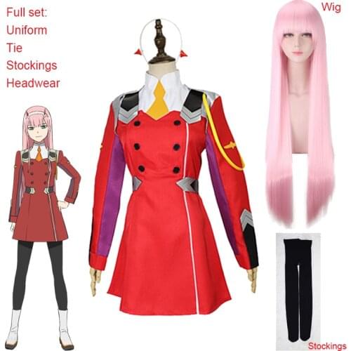 Anime 02 Dresses DARLING in the FRANXX Zero Two Cosplay Costume 02 Cosplay Wig Code:002 Headwear Accessories Halloween Gift