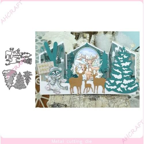 Forest elk and trees Metal Cutting Dies for DIY Scrapbooking Photo Album Decorative Embossing PaperCard Crafts Die2020