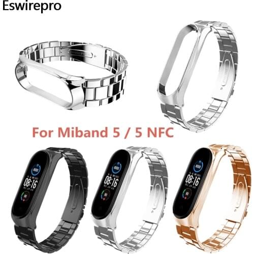 Mi Band 5/5 NFC Buckle Type Solid Stainless Steel Replacement Wristband Strap For Xiaomi mi band 5 ремешок correa