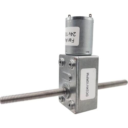 6V 12V 24V Micro DC Worm Gear Motors With M6 Double Thread Shaft Low Speed 6RPM To 150RPM Reversible Adjustable Speed Self Lock