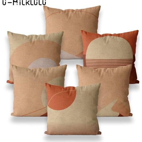 Nordic Style Orange Sunset Pillow Covers Decorative 45*45 40*40 Simple Geometric Garden Outdoor Cushion Cover Autumn Decoration