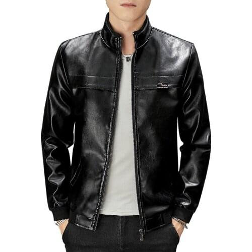 New Mens PU Leather Autumn Jacket Plus Size 4XL Zipper Coat Male Windproof Motorcycle Jacket Coats Man Leather Biker Outwear