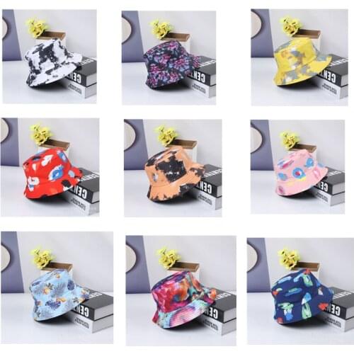 2021 New Hot Tie-dye Fisherman Hat Double-sided Hat Printing Foldable Outdoor Sun Hat Fisherman Hat