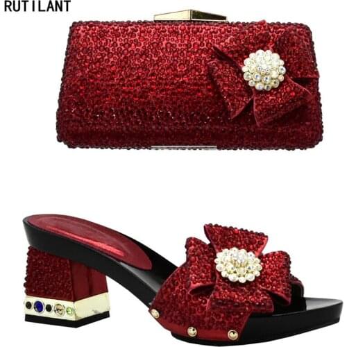 New Italian Ladies Shoes and Bag Set Decorted with Rhinestone Sales In Women Matching Shoes and Bag Set Shoes and Bags To Match