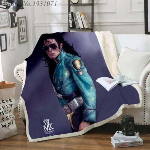 Michael Jackson Funny Character Blanket 3D Print Sherpa Blanket on Bed Home Textiles Dreamlike Style 02