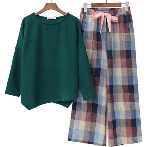 Fdfklak Autumn Winter New Women Cotton Pajamas Sets Long Sleeve Turn-Down Collar Pyjama Top+Pants Pijama Sleeping Clothes