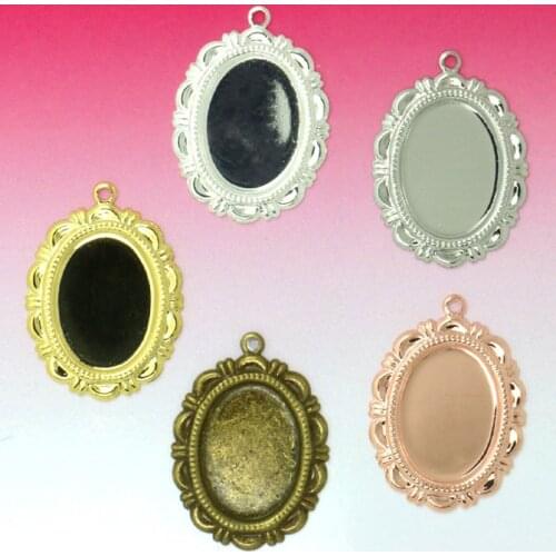 20pcs 13*18mm Five colour Pendant Blank base DIY handwork Jewelry Bezel Setting Tray for Cameo Cabochons Gold Silver-Plated