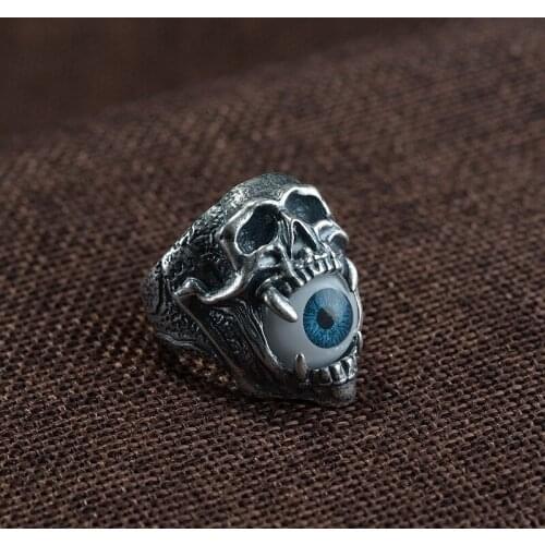 S990 Thai silver craft restoring ancient ways ring fashion resin skull eye male act the role ofing is tasted