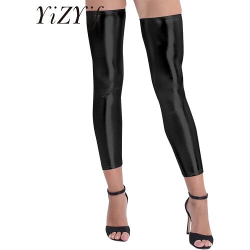 YiZYiF Sexy Women Tights Stockings Wetlook Shiny Stocking Club wear Stretchy Footless Thigh-high Tights Stockings Sexy Costumes