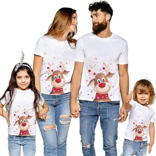 SUNOWE Christmas Clothes For Family Wear Parent-child Deer Elk Print Short Sleeve Men Women Tshirt