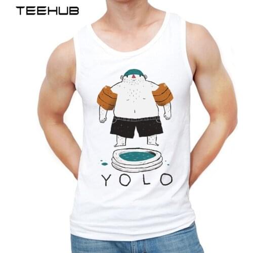 TEEHUB New funny yolo swimming Design Men Tank Tops Hipster O-Neck Vest