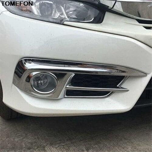 TOMEFON Car Auto Cover For Honda Civic 2016 2017 2018 Generation 10 ABS Chrome Front Rear Head Fog Lamp Light Trim