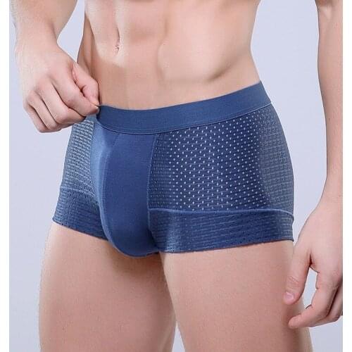 Boxershorts Men Underwear Breathable Mesh Boxer Shorts Sport Gay Homme Underpants Cueca Gay Penis Pouch Panties Plus Size XXXL