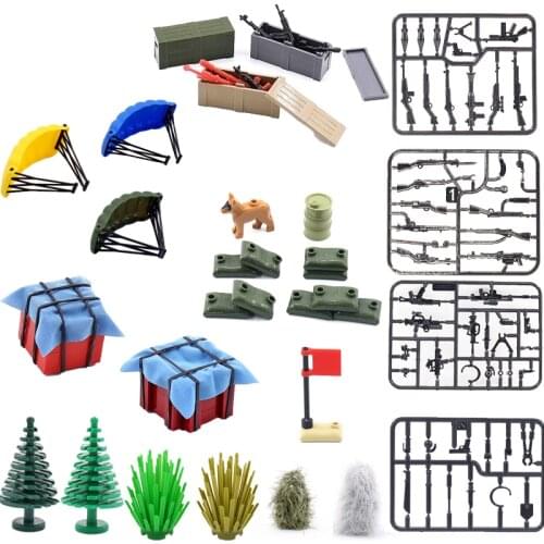 Military Weapon Gun Accessories Box Flag Building Blocks Chicken Dinner SWAT Toys Educational Gift For Children Militarys Bricks