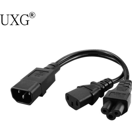 Y Type Splitter Power Cord ,IEC320 C14 Plug 3-Prong Male Power Cable Cord AC Power Adapter to C13 +C5 Female
