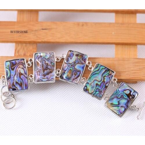 BUYERSHOME Hot Jewelry For Women Natural 21x31MM Beads Blue New Zealand Abalone Shell Bracelet 8" 1Pcs H034