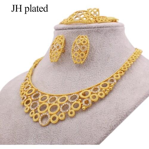 Jewelry sets for women Dubai Indian African wedding Jewelry Wholesal Luxury gold color Necklace earrings ring bracelet sets set
