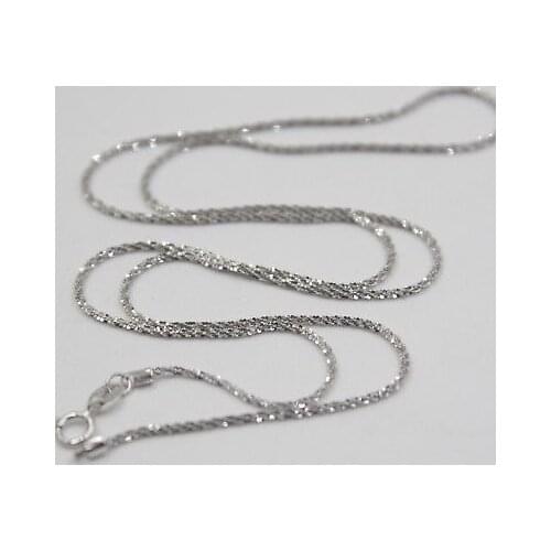 New Real Au750 18K White Gold Chain Women Full Star Link Necklace 2-2.5g