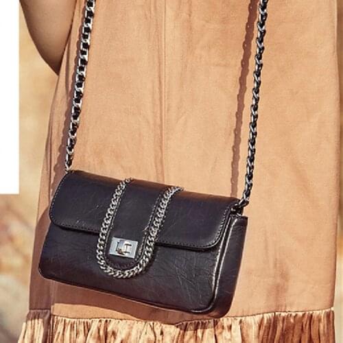 2021 Hot Sale Split Leather Women Flaps 2021 New Fashion Chain Messenger Bag Ladies Designer Purses and Handbags Wallet on Chain