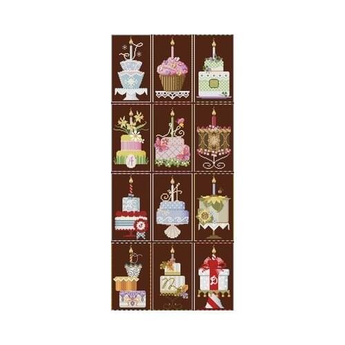 Magazine-December Birthday Cake Needlework,For Embroidery,DIY 14CT Unprinted Arts Cross stitch kits Set Cross-Stitching