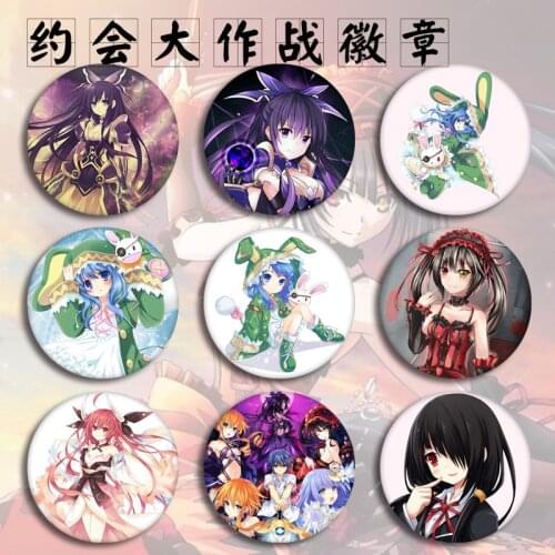 1pc 58mm Anime badges DATE A LIVE Yatogami Tohka Yatogami Tenka Itsuka Kotori Icons Acrylic Brooch