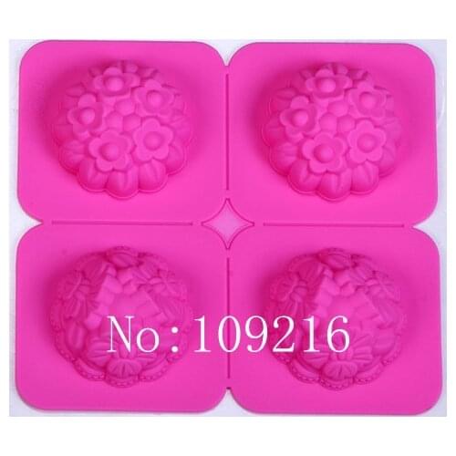 1pcs Four-Holes Flowers Ball (xj080) Silicone Handmade Soap/Cake Mold Crafts DIY Mold