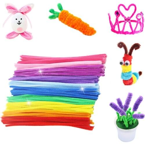 100pcs Montessori Materials Chenille Children Educational Toy Crafts For Kids Colorful Pipe Cleaner Toys Craft