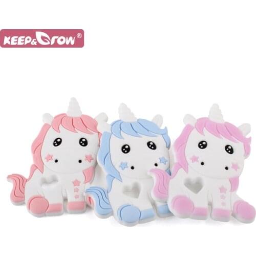 2/10/20pcs Silicone Unicorn Baby Teether Food Grade Pacifier Chain Accessories Teething Jewelry Pendant Baby Molar Teether Toys