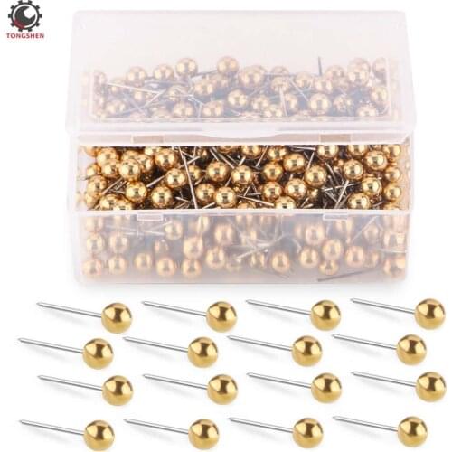 200pcs Map Tacks 1/8-Inch Retro Metallic Color Beads Head Marking Push Pins Cork Board Safety Colored Thumbtack Office Supply