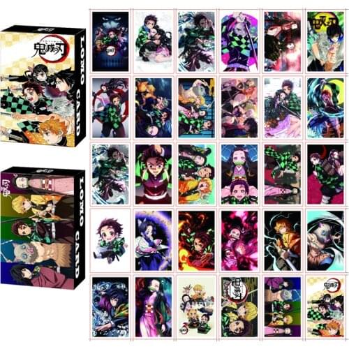 30Pcs/Box Anime Demon Slayer Narutoed Luffy My Hero Haikyuu Cards Cartoon Postcard Artbook Props Lomo Card Gift Collection