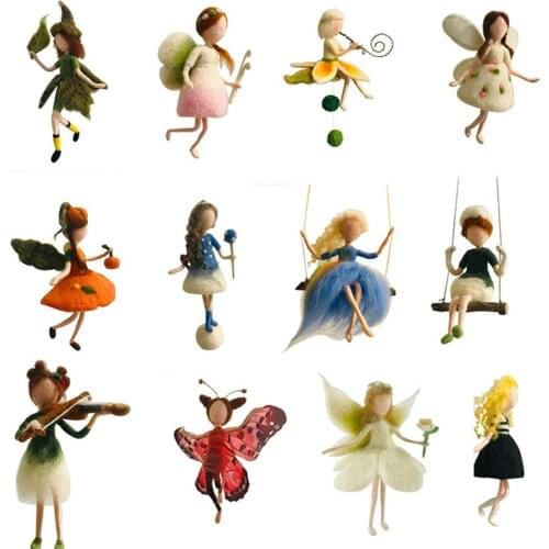 4pcs/lot Cute Interesting DIY Wool Felt Handmade Toys Girls Plush Doll Poking Festival Gift Non-finished Product Home Decoration