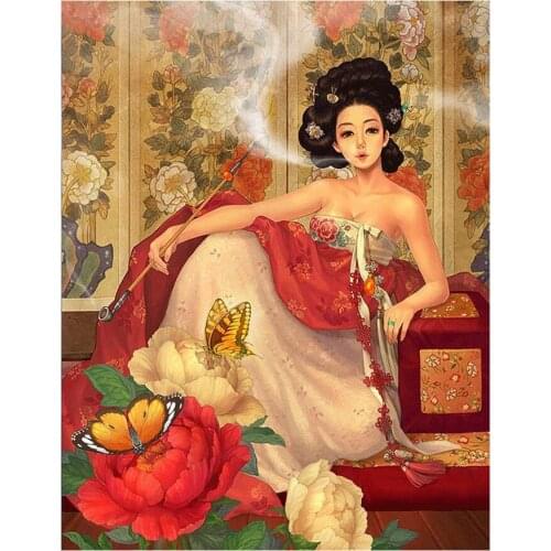 5D DIY Full Drill Diamond Painting chinese East Woman Diamond Embroidery Portrait Rhinestone Mosaic Wedding decor YG1223