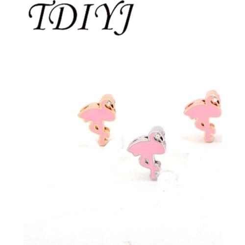 TDIYJ Newest Arrival Freedom Love Collection Animal Flamingo Keeper Charms for Mesh Keeper Bracelet for Women Jewelry 6pcs