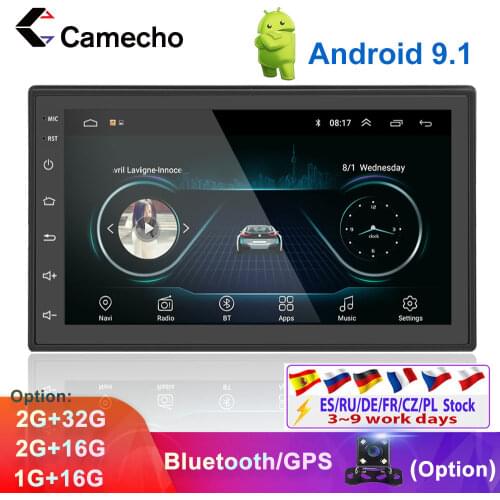 Camecho 2din Car Radio Android 9.1 Car Multimedia Player Bluetooth GPS 2Din Car Autoradio Universal for VW Golf Polo Car Stereo