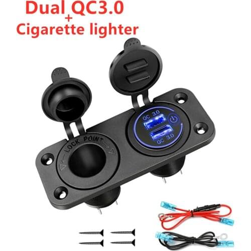 QC 3.0 Dual USB Car Charger Socket Adapter Panel With Touch Switch Auto Cigarette Lighter Splitter for Bus Boat Ship RV Truck