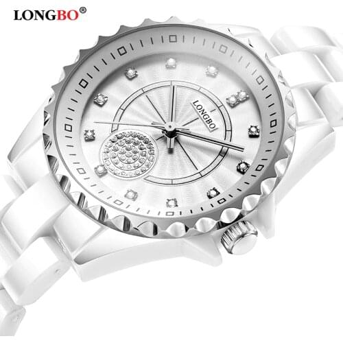 Fashion Longbo 2018 New Women Clocks Luxury Casual Waterproof Quartz White Ceramic Gift Watches Ladies Wristwatches Gifts Female