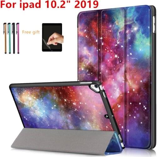 Case For iPad 10.2 2019 7th Generation A2200 A2198 A2232 Smart Cover Funda Magnetic Folding Stand Shell+Screen Protector+pen
