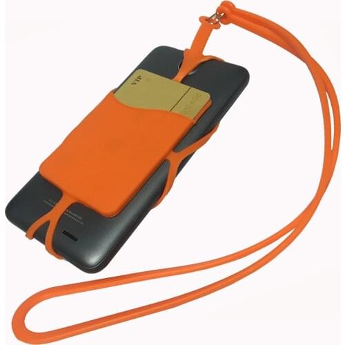 Case For Samsung Galaxy A6S Universal Elastic Silicone Cover With Card Pocket Lanyard Phone Case For Samsung Galaxy A7 2017 A720