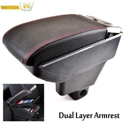 Dual Layers Black Centre Arm Console Armrest For Suzuki SX4 2007-2013 For Fiat Sedici Center Console Arm Rest Storage Box Tray
