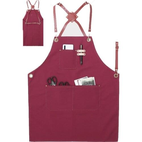 Apron canvas anti-fouling barber coffee tea shop kitchen home overalls men and women apron