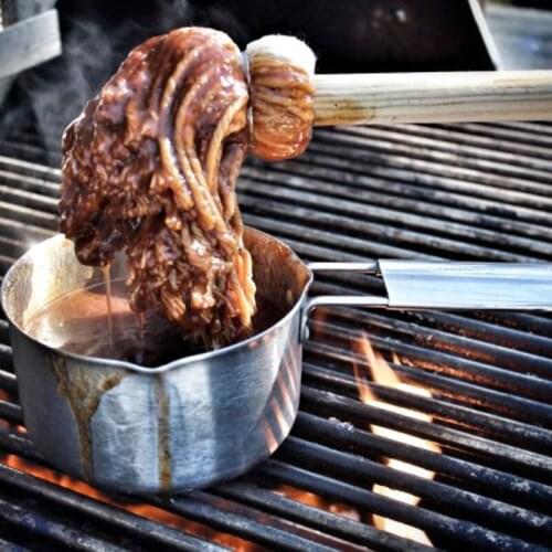 Hot 40cm (15.7'') Cotton Basting Mop Long Barbecue Sauce Mop w/Wood Handle Barbecue Basting Brush BBQ Tool Thread Mop Oil Bru