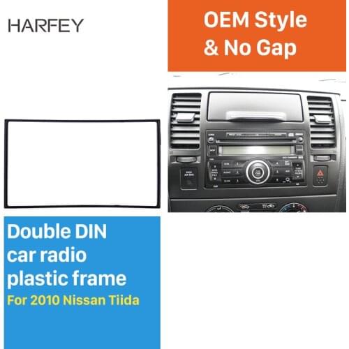 Harfey 173*98mm Dash Trim refitting Cover Kit Mount Kit 2Din Car Radio Frame Stereo Panel Fascia for Nissan Tiida OEM No Gap