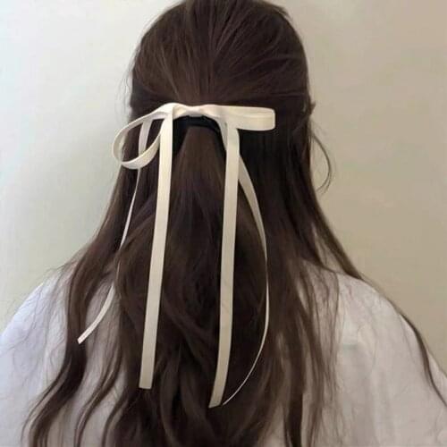 2pc Korean Elasticity Ribbon Bow Korean Hair Ties Scrunchies for Women Girls Ponytail Holder Hair Rings Rope Accessories