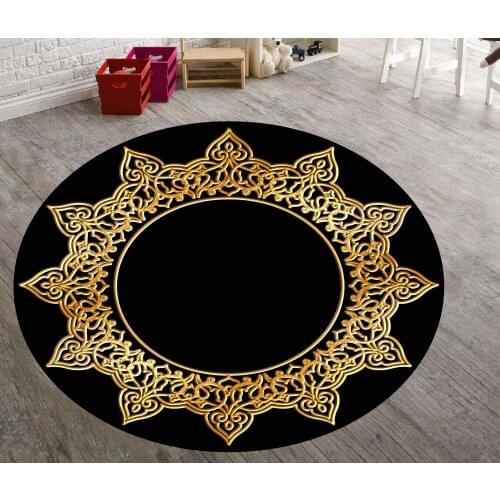 Frame Patterned Round Carpet, Non Slip Floor Carpet,Kitchen Rug,Teens Carpet, Corridor Rug, area Rug Modern Carpet